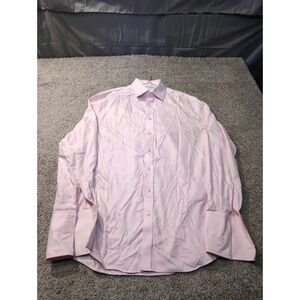 Charles Tyrwhitt Pink Pinstripe Slim Fit Non Iron Dress Shirt Men 17 36